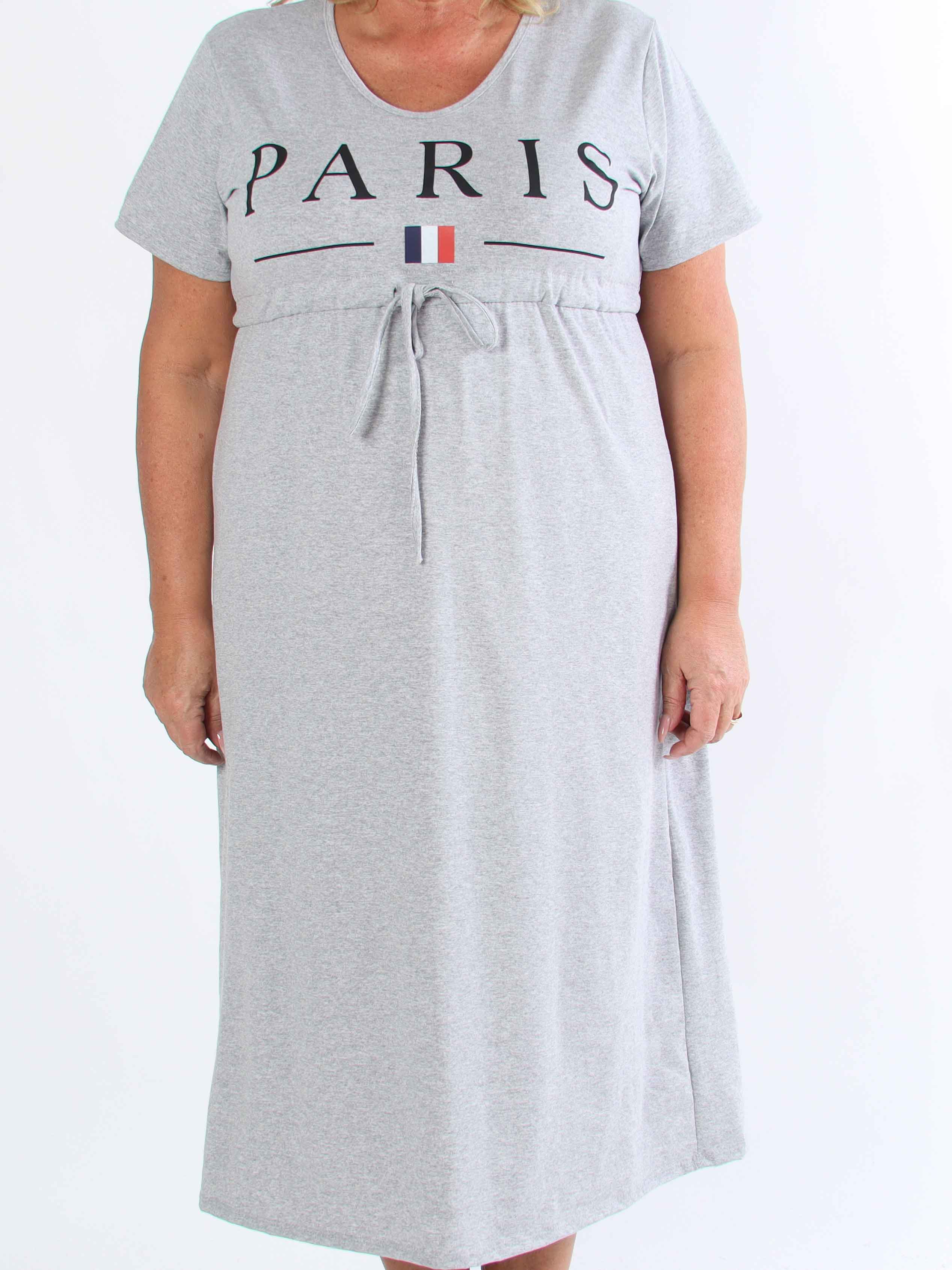Afiya - Plus size joggingklänning i bomull med dragsko under bröstet